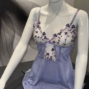 Elegant Purple Floral Lace Nightie